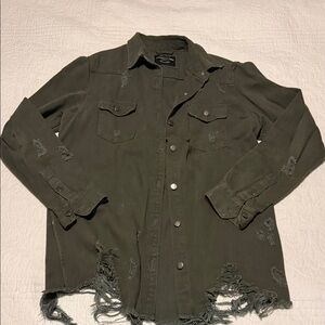 Woman’s Distressed Olive Jacket